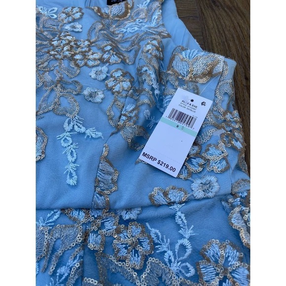 Alex & Eve Embroidered Column dress light blue Size 8 - Picture 4 of 7